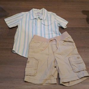 Boys button down shirt & linen shorts